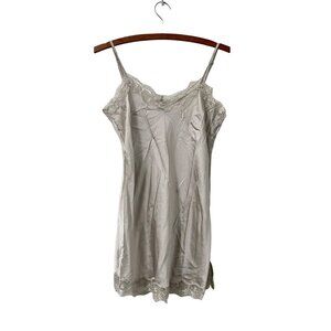 Max & Moi Paris Womens Silver Silk Lace Trim Slip Chemise Dress Size M